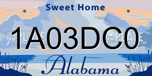 1A03DC0 Alabama License Plate