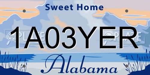 1A03YER Alabama License Plate