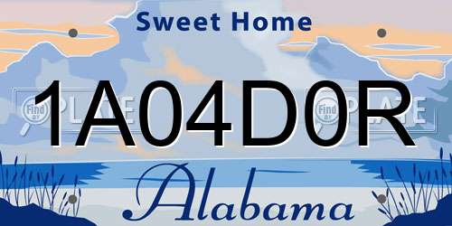 1A04D0R Alabama License Plate