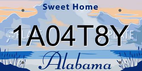 1A04T8Y Alabama License Plate