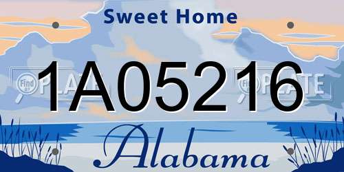 1A05216 Alabama License Plate