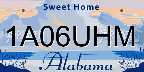 1A06UHM Alabama License Plate
