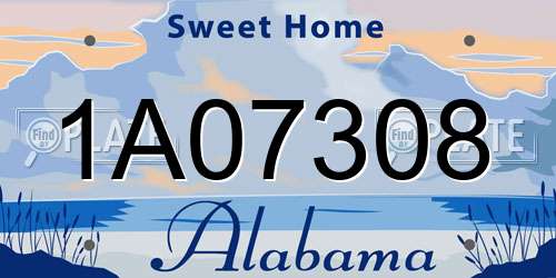 1A07308 Alabama License Plate