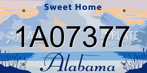 1A07377 Alabama License Plate