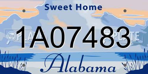 1A07483 Alabama License Plate