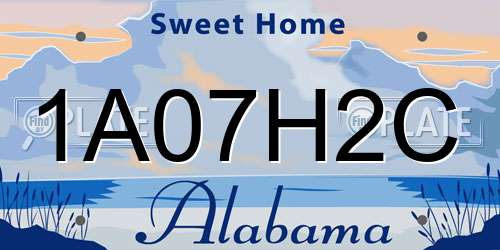 1A07H2C Alabama License Plate