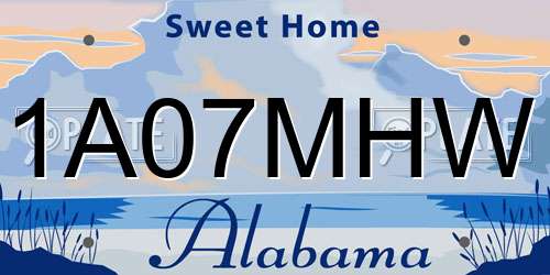 1A07MHW Alabama License Plate