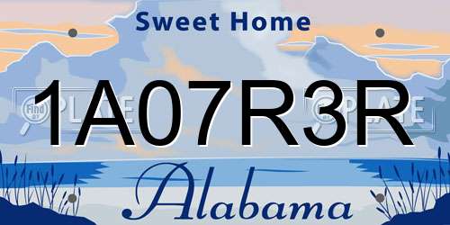 1A07R3R Alabama License Plate