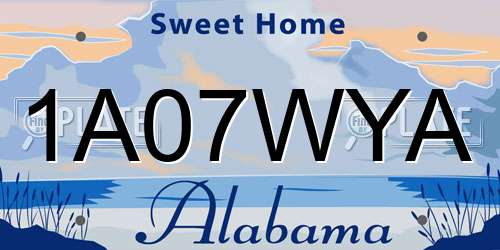 1A07WYA Alabama License Plate