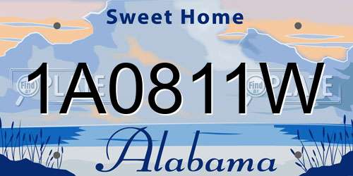 1A0811W Alabama License Plate