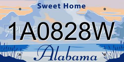 1A0828W Alabama License Plate