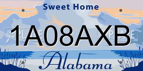 1A08AXB Alabama License Plate