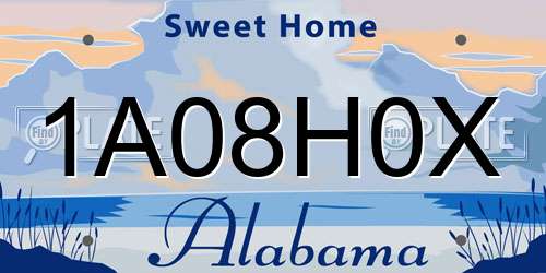 1A08H0X Alabama License Plate