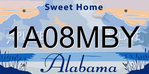 1A08MBY Alabama License Plate