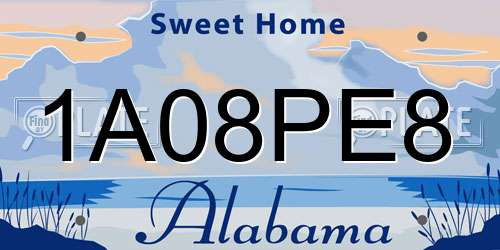 1A08PE8 Alabama License Plate