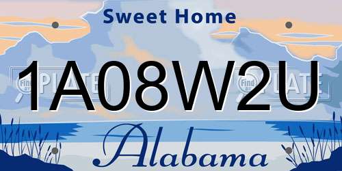 1A08W2U Alabama License Plate