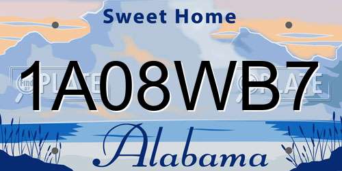 1A08WB7 Alabama License Plate