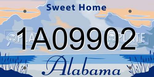 1A09902 Alabama License Plate