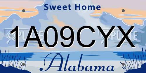 1A09CYX Alabama License Plate