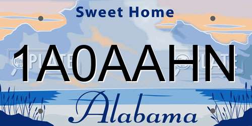 1A0AAHN Alabama License Plate