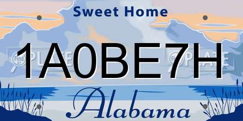 1A0BE7H Alabama License Plate