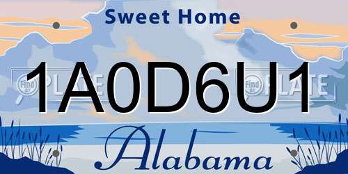 1A0D6U1 Alabama License Plate