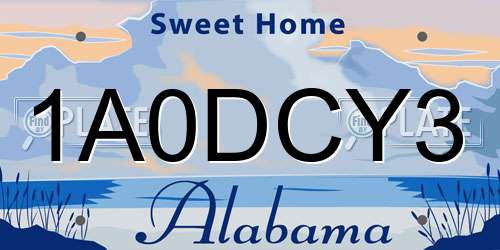 1A0DCY3 Alabama License Plate
