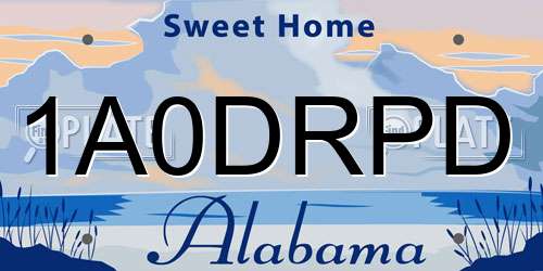 1A0DRPD Alabama License Plate