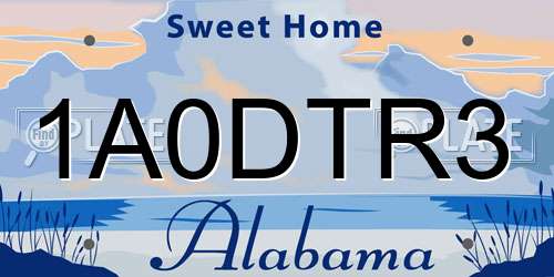 1A0DTR3 Alabama License Plate