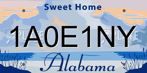 1A0E1NY Alabama License Plate