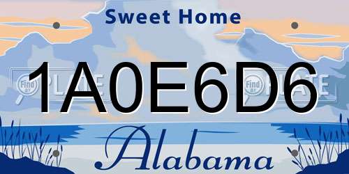 1A0E6D6 Alabama License Plate