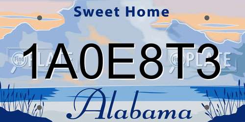 1A0E8T3 Alabama License Plate