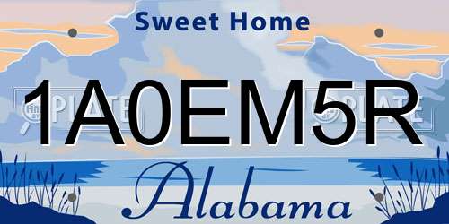 1A0EM5R Alabama License Plate