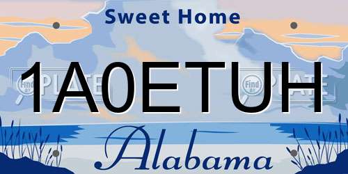 1A0ETUH Alabama License Plate