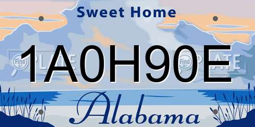 1A0H90E Alabama License Plate