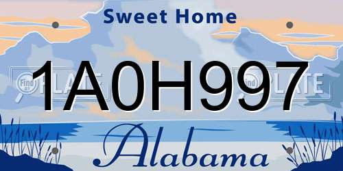 1A0H997 Alabama License Plate