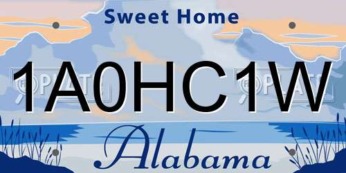 1A0HC1W Alabama License Plate