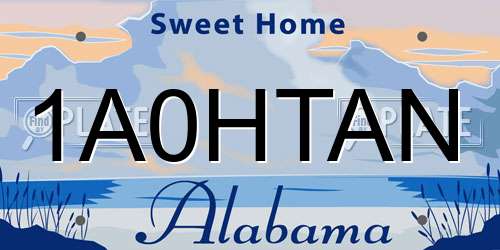 1A0HTAN Alabama License Plate