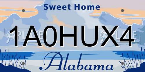 1A0HUX4 Alabama License Plate