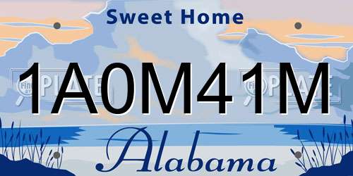 1A0M41M Alabama License Plate