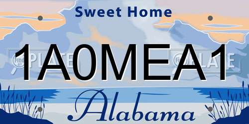 1A0MEA1 Alabama License Plate