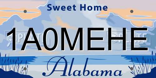 1A0MEHE Alabama License Plate