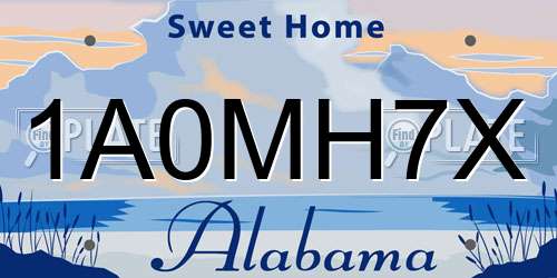 1A0MH7X Alabama License Plate