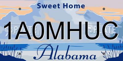 1A0MHUC Alabama License Plate