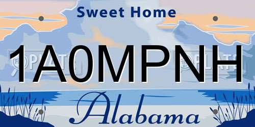1A0MPNH Alabama License Plate
