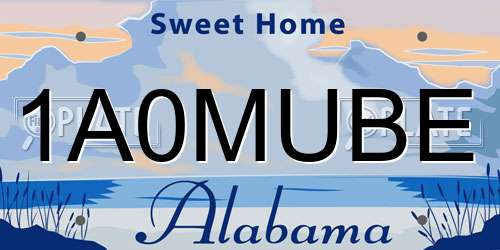 1A0MUBE Alabama License Plate