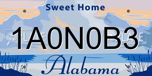 1A0N0B3 Alabama License Plate