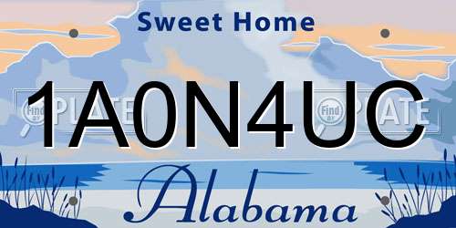 1A0N4UC Alabama License Plate