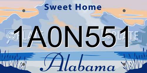 1A0N551 Alabama License Plate