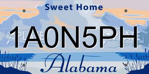 1A0N5PH Alabama License Plate